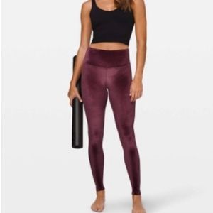 Lululemon Wunder Lounge Velvet Tight HR In Garnet